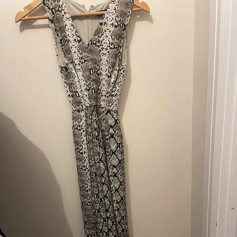 Womens Banana Republic Snakeskin Wide Leg Cropped Jumpsuit Brown Size 0